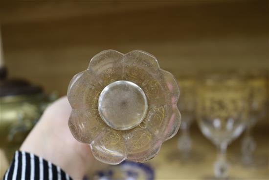 A pair of Bohemian gilt etched glass vases and assorted glassware